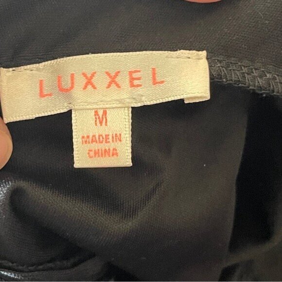 LUXXEL Black with Gold Accent Floral Long Dress Gown Size Medium - Picture 6 of 13